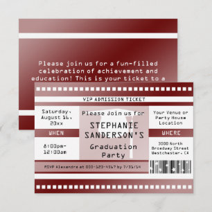 Invitation Billet d'admission à la fête ou à l'obtention d'un
