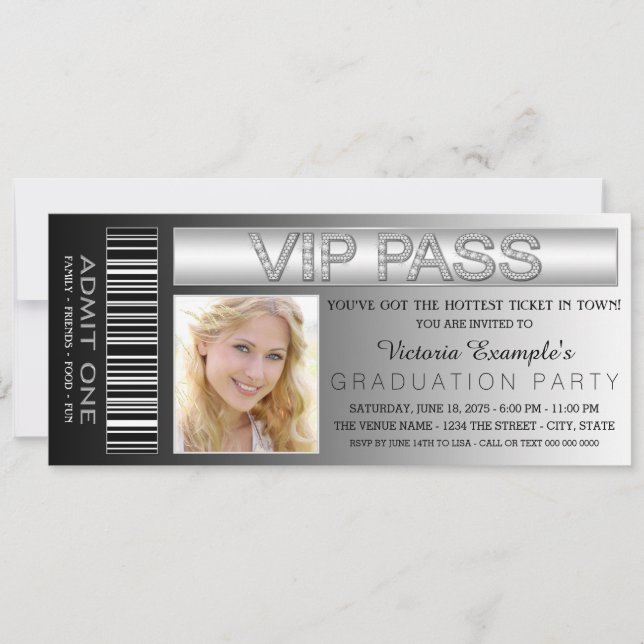 Invitation Billet d'admission VIP noir pour la soirée de remi (Devant)