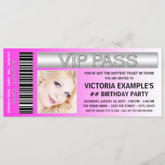 Invitation Billet d'admission VIP passeport rose vif pour fêt