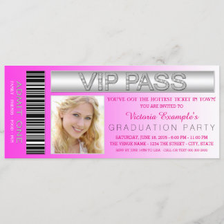 Invitation Billet d'admission VIP rose pour la fête de remise