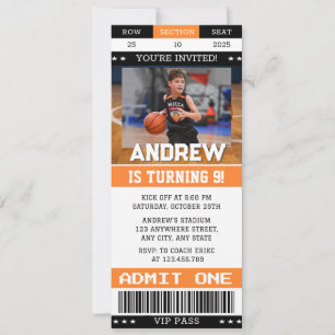 Invitation Billet d'anniversaire de basketball personnalisé a