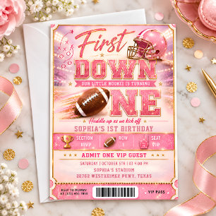 Invitation Billet d'anniversaire de football en or rose pour