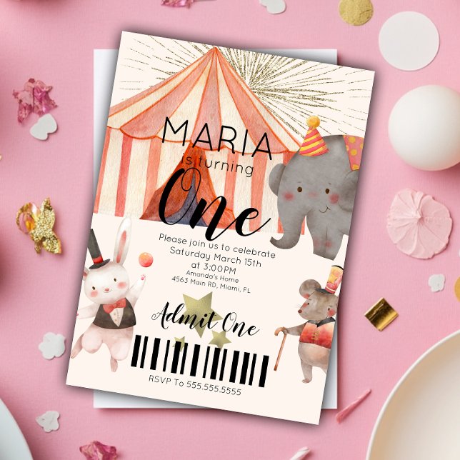 Invitation Billet d'anniversaire du cirque (Créateur téléchargé)