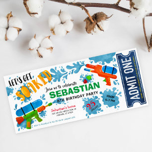 Invitation billet d'anniversaire d'une arme à eau