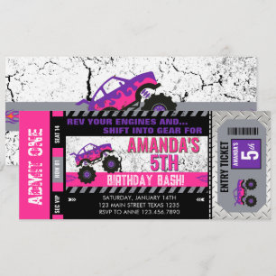 Invitation Billet d'anniversaire pour camion monstre pour fil
