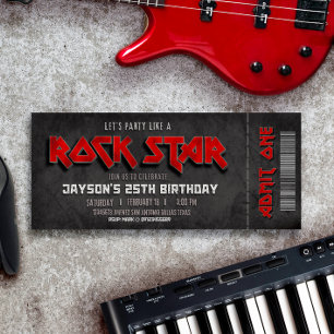 Invitation Billet d'anniversaire Rockstar