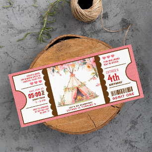 Invitation billet d'anniversaire rose