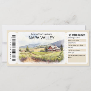Invitation Billet d'avion Editable Napa Valley Plane, Califor