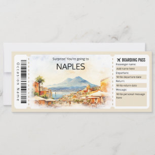 Invitation Billet d'avion Editable Naples Passe d'embarquemen