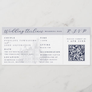 Invitation Billet d'avion pour mariage de destination au chât