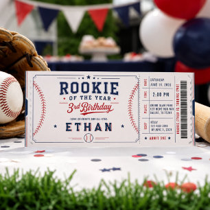 Invitation Billet de 3e anniversaire Rookie of the Year Baseb