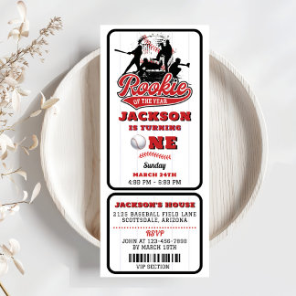 Invitation Billet de base-ball de la nouvelle année 1er anniv