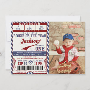 Invitation Billet de baseball de l'année de la recrue Photo