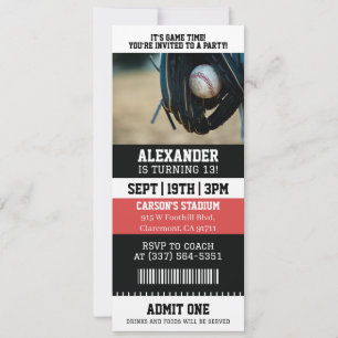 Invitation Billet de Baseball pour un Anniversaire