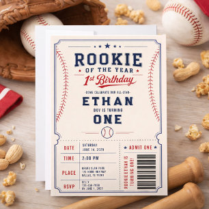Invitation Billet de baseball Recrue de l'année pour 1er anni
