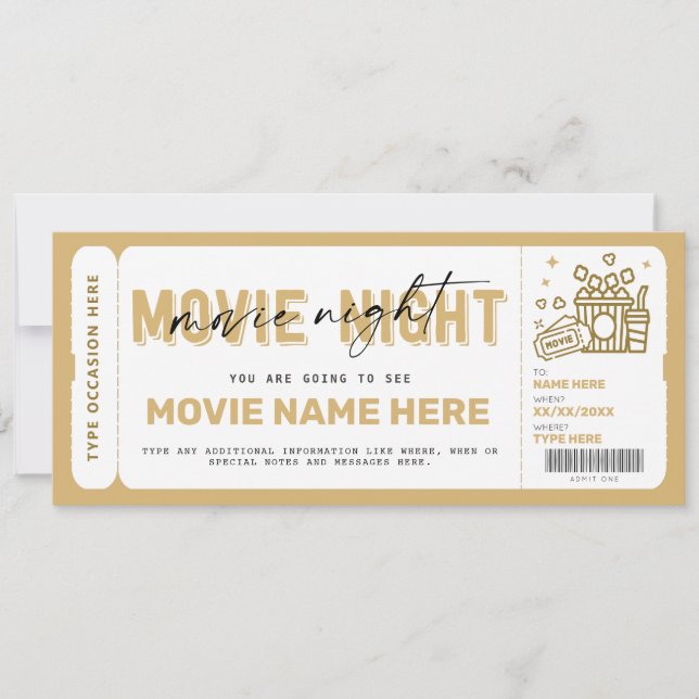 Invitation Billet de billet de nuit surprise Movie Coupon (Devant)