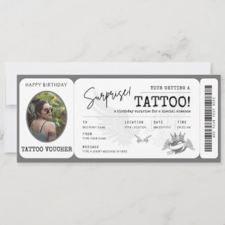 Invitation Billet de bon de tatouage personnel avec photo