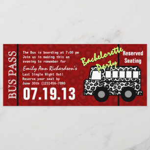 Invitation Billet de bus pour l'enterrement de vie de jeune f