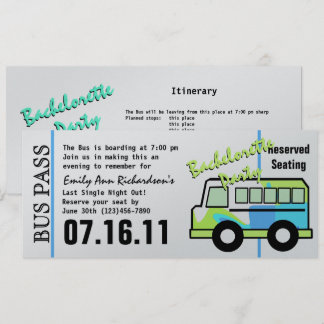 Invitation Billet de bus pour l'enterrement de vie de jeune f
