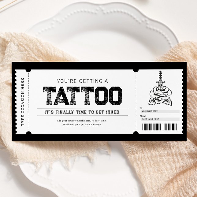 Invitation Billet de cadeau de tatouage (Créateur téléchargé)