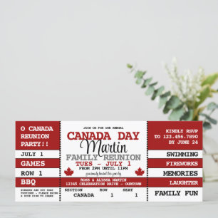Invitation Billet de célébration de la fête du Canada pour la