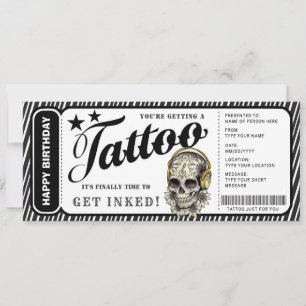 Invitation Billet de certificat-cadeau de tatouage personnali
