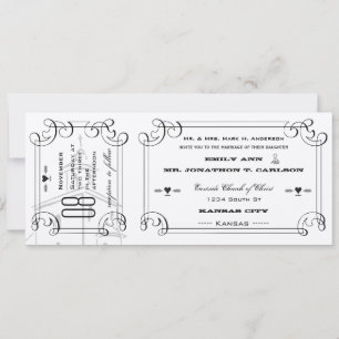 Invitation Billet de Chapelle Romantique Mariage