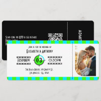 Billet de Cinéma Bleu Électrique, Vert Néo et Noir