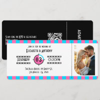 Billet de Cinéma Bleu Néon, Rose Chaud et Noir