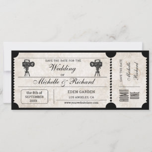 Invitation Billet de cinéma rustique vintage pour annoncer la
