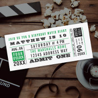Billet de cinéma vintage Anniversaire Couleurs per