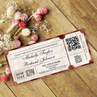 Billet de cinéma vintage rustique avec QR code RSV