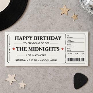 Invitation Billet de concert d'anniversaire personnalisé Rétr