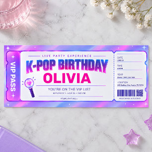 Invitation Billet de concert pastel VIP pour anniversaire K-P