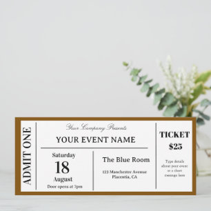 Invitation Billet de événement personnalisé, Billet de concer
