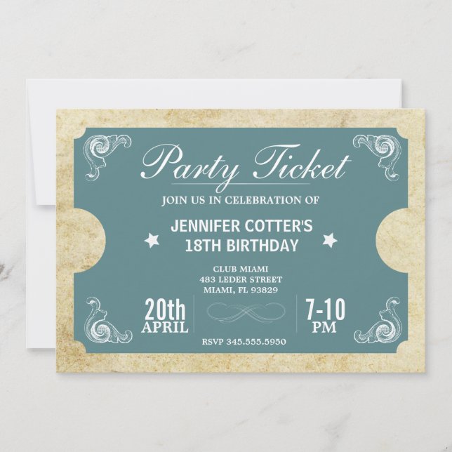 Invitation Billet de fête (Devant)