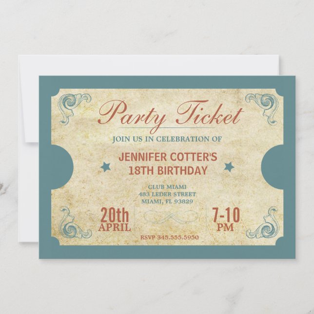 Invitation Billet de fête (Devant)
