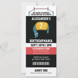 Invitation Billet de fête d'anniversaire de catch 