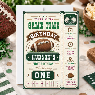 Invitation Billet de fête d'anniversaire de football vintage