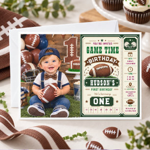 Invitation Billet de fête d'anniversaire de football vintage