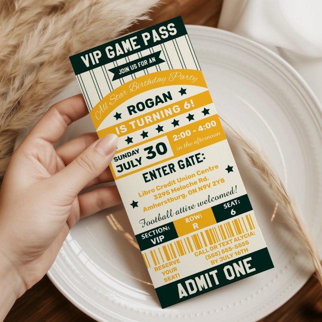 Invitation Billet de fête d'anniversaire sur le thème sportif (Créateur téléchargé)