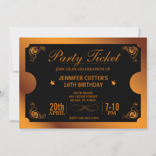 Invitation Billet de fête de bronze