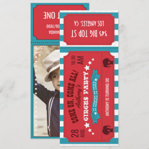 Invitation Billet de fête de cirque pour les enfants Annivers