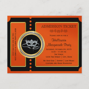 Invitation Billet de fête de masquerade d'Halloween