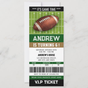 Invitation Billet de football américain personnalisé pour ann
