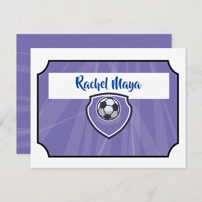 Invitation BILLET DE FOOTBALL Bat Mitzvah Violet Merci Plat (Devant / Derrière)
