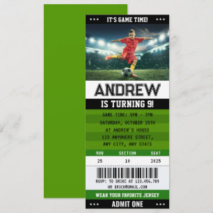 Invitation Billet de football personnel Club d'équipe Anniver