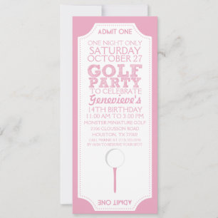 Invitation Billet de golf Pink Golf Anniversaire Fête Invitat