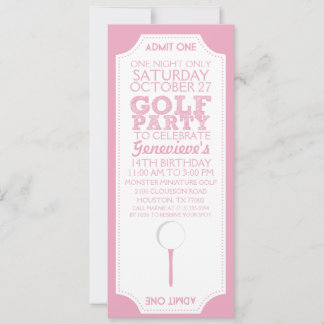Invitation Billet de golf Pink Golf Anniversaire Fête Invitat