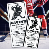 Billet de hockey noir et blanc Sport Anniversaire